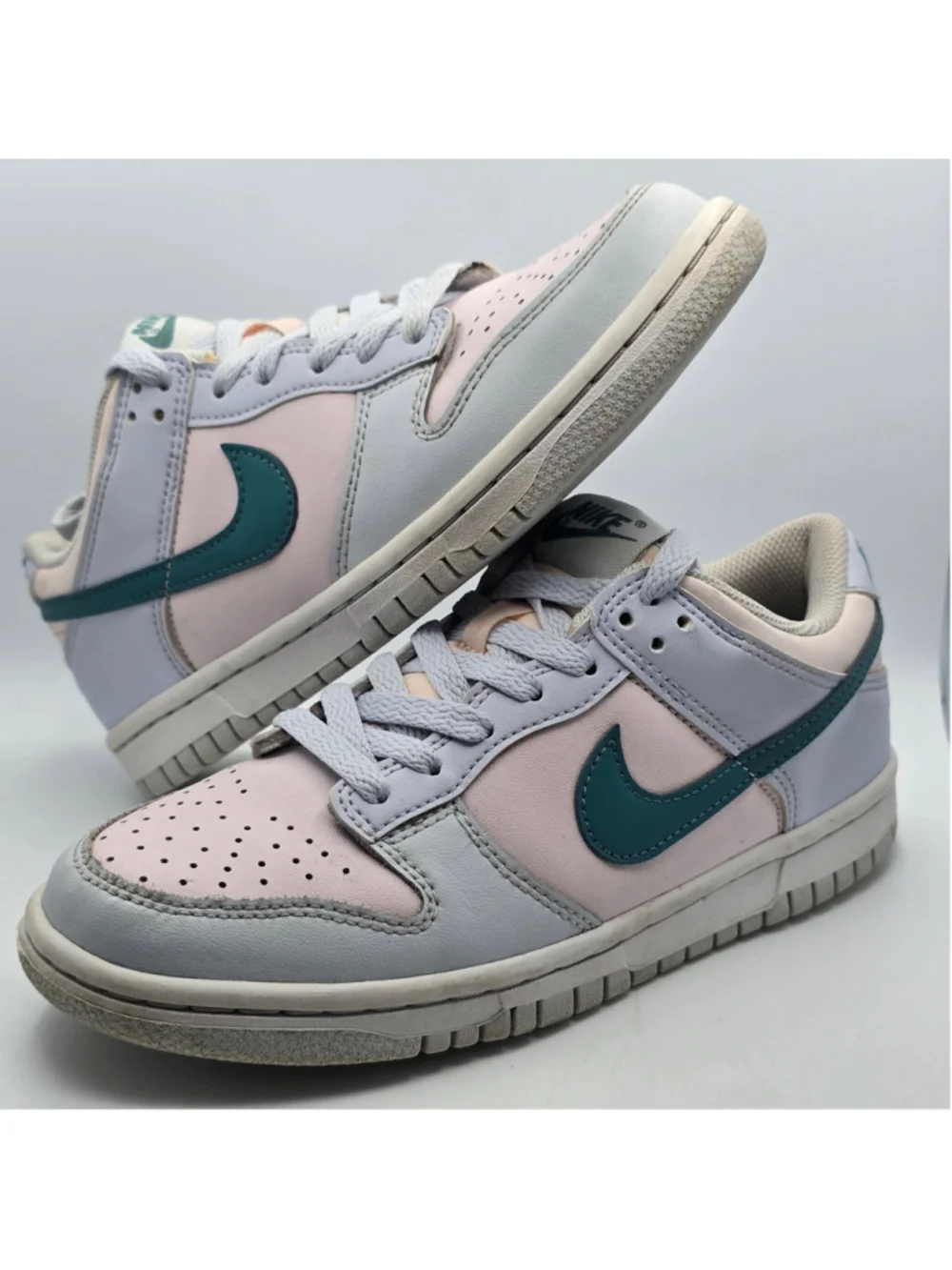 Nike Dunk Low Sneakers Pink and Grey kids 4.5y women's 6 pre-owned like new